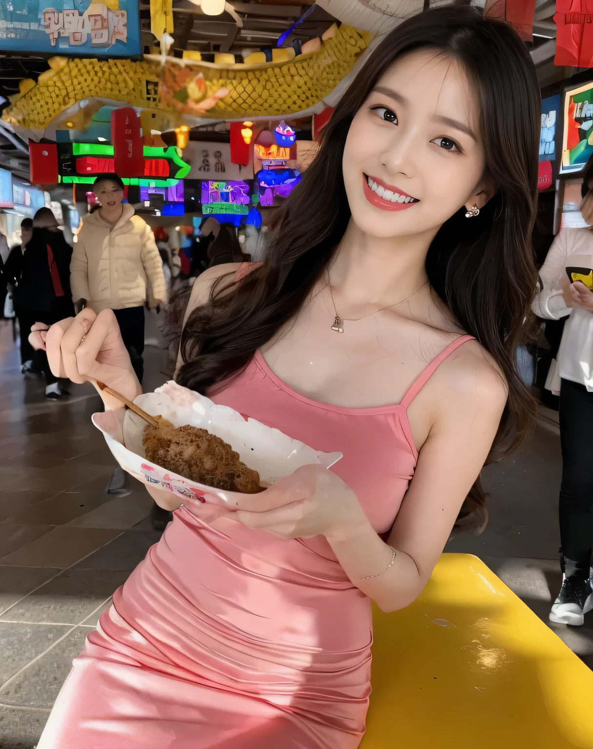 (on the table, best quality, realistically, super detailed, meticulous, High resolution, 8k wallpaper), Close-up portrait of a beautiful woman, like, Smile, light brown messy hair, Perfect dynamic composition, beautiful meticulous eyes, Just like the cover of a fashion magazine, on campus