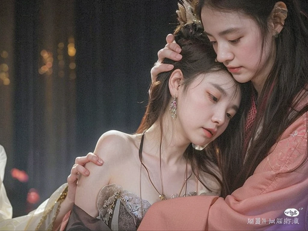 Arafed image of a couple hugging in a scene., por Yang J., por Li Song, por Li Fangying, por Yu Zhiding, por Qu Leilei, guweiz, por Chen Lin, fantasía xianxia, por Zhou Fang, por Wang E, por Ye Xin, obra de arte al estilo de guweiz, por Tang Yifen