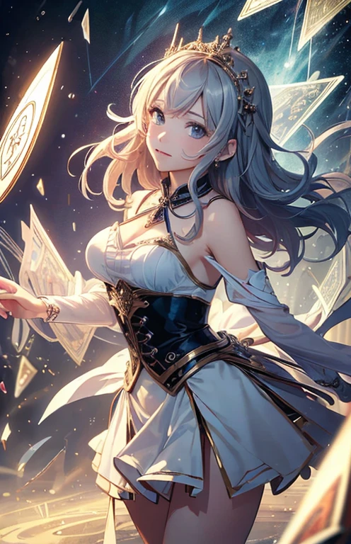 ((highest quality)), ((masterpiece)), (become familiar with), perfect face , beautiful girl , tarot cards ,