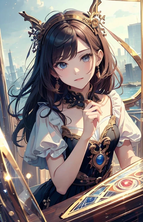 ((highest quality)), ((masterpiece)), (become familiar with), perfect face , beautiful girl , tarot cards ,