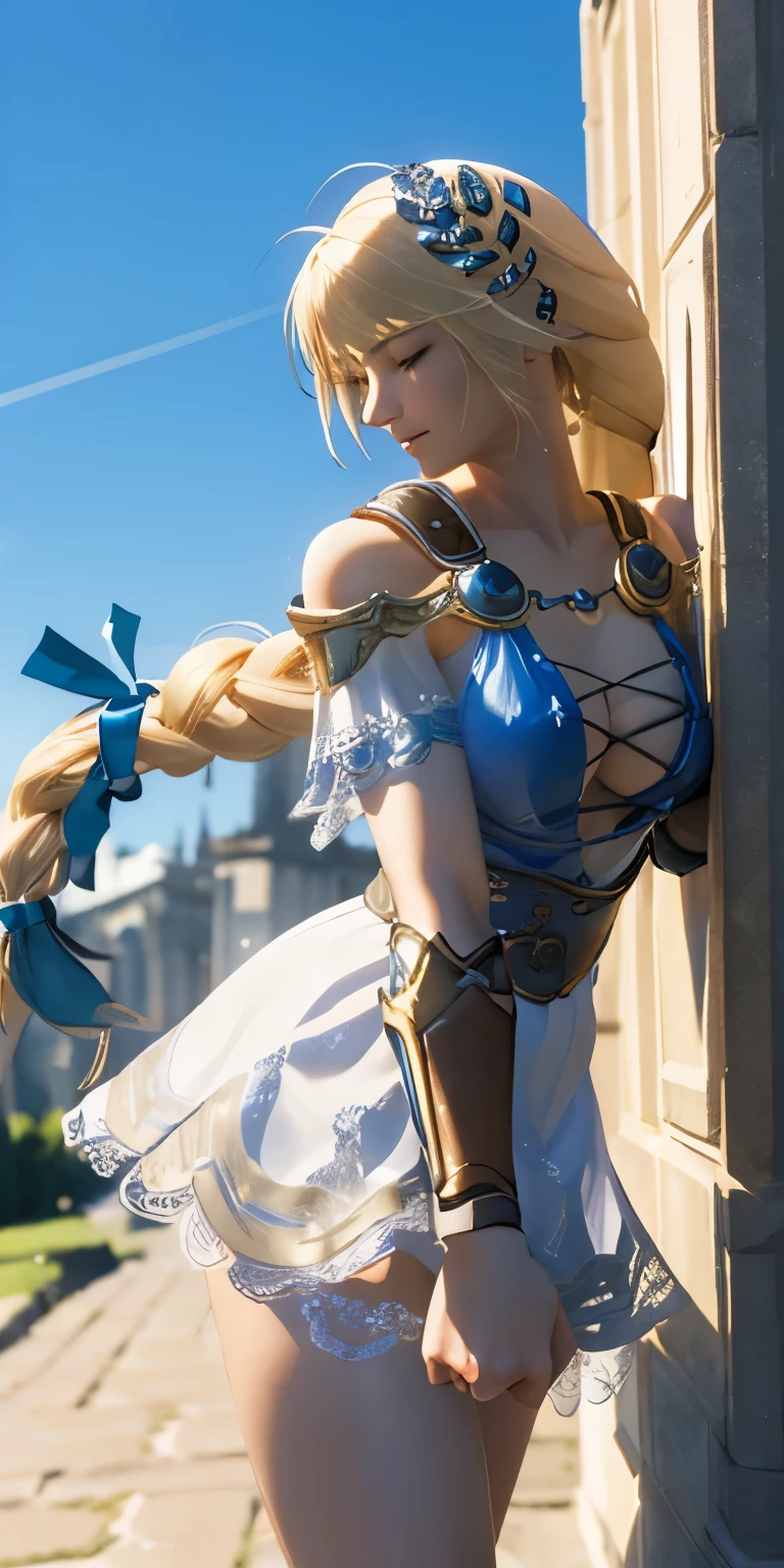 (masterpiece, best quality:1.3), Sophitia Alexandra, Soul Calibur, (dynamic angle:1.5), 28 years old, gold hair, braid hair,