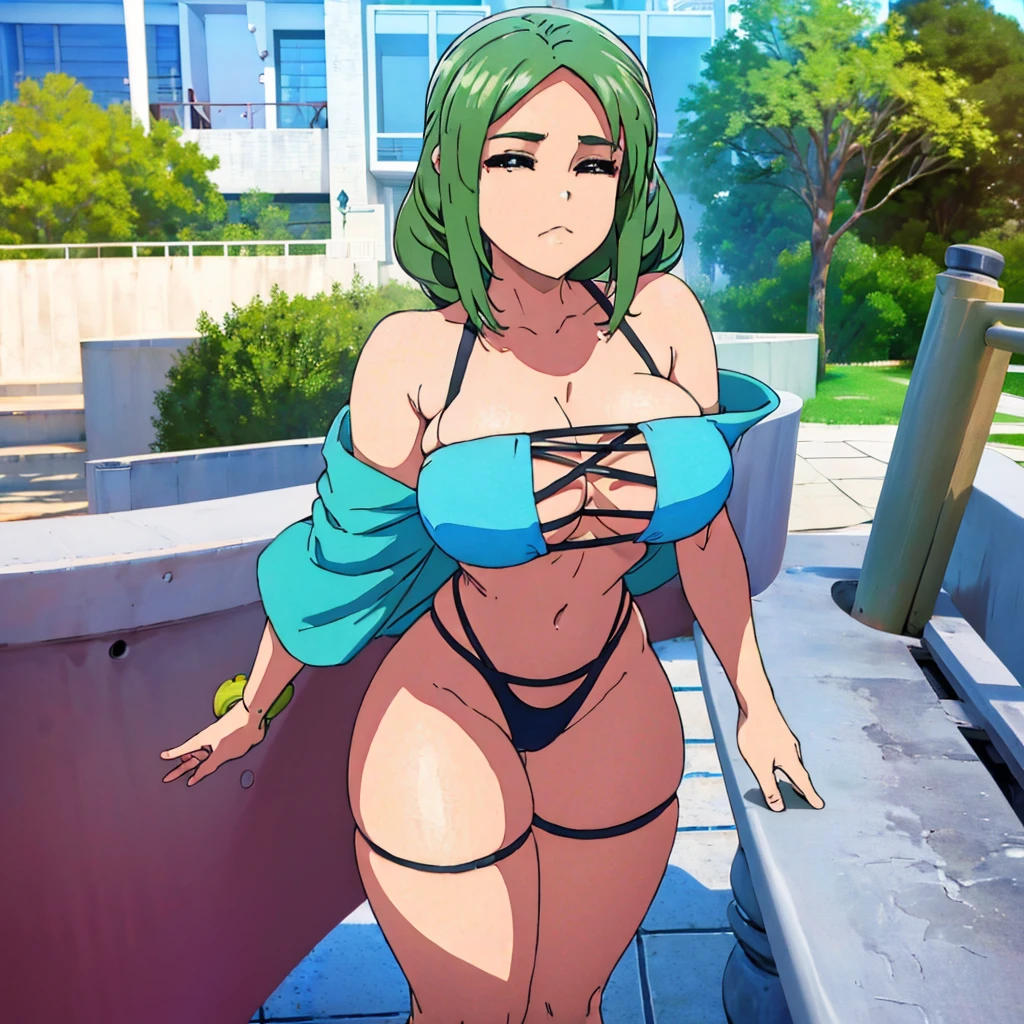 (melhor qualidade:1.3), (qualidade 4K), ((Rosto detalhado)), ((body curvy)), (peitos grandes), clivagem, sexy, ((thong bikini)), ((deck)), ((Pov: ass)), ((Posar: Agachado)),