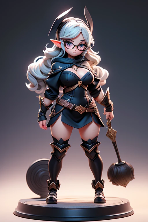 Shoulder Bob silver hair bob hairストレートヘア Silver-haired, blue-eyed elf I want to be a powerhouse behind the scenes. beta Qiyin Black-rimmed round glasses big breasts black costume In awe of Shadow、Each and every event is a unique heroic tale「Shadow-sama's Chronicles」I am writing Perhaps because she is a literary girl at heart, she has little interest in fighting and can even be said to have no desire to seek or improve herself in order to become stronger. The shoes are knee-high drooping eyes