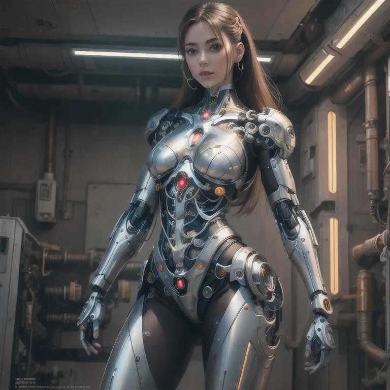 (masterpiece, best quality:1.2), 1girl, solo, Ultra High Resolution, ((Photorealistic: 1.4), 1 Cyborg Girl, Glowing Skin, 1 Mechanical Girl), ((Ultra Realistic Details)). Arafed woman in a futuristic suit standing in a room., cyborg girl, beautiful cyborg girl, girl in mecha cybernetic armor, cyborg - girl, beautiful white cyborg girl, cute cyborg girl, beautiful and seductive female cyborg, beautiful cyborg girl, perfect anime Cyborg woman, Cyborg woman, cyborg girl, perfect cyborg woman, cyborg fashion model. beautiful bare legs, perfect female legs, view of her crotch, small bright LED lamps, global illumination, deep shadows, Octane Rendering, 8K, Ultra Sharp, realistic light, facing the camera, neon details, (In the forest, hot summer ,).