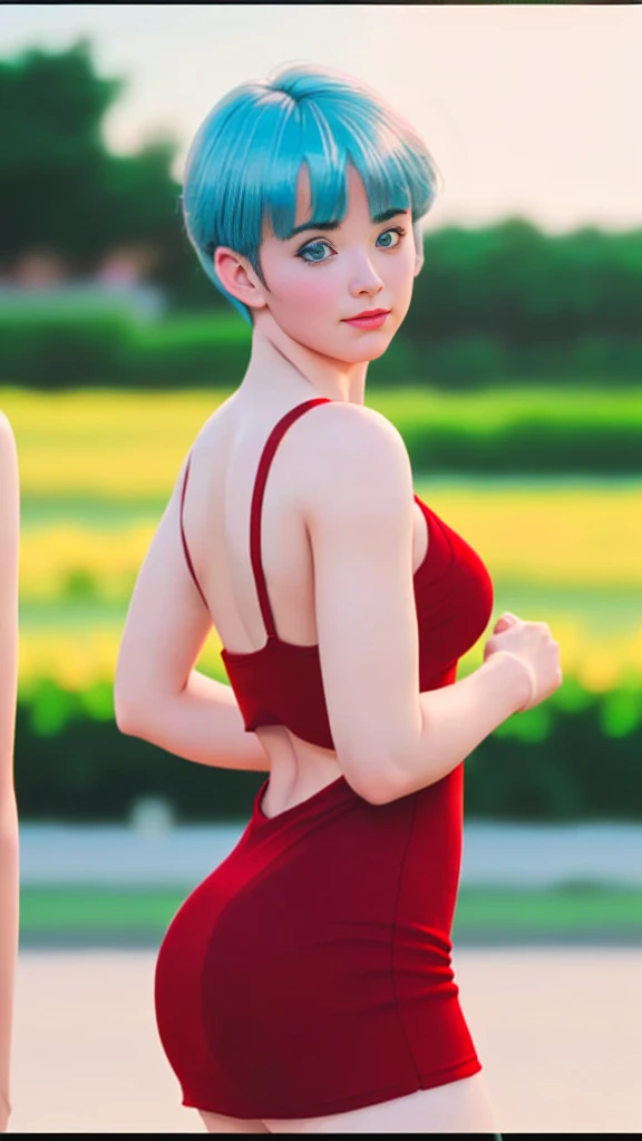 (Ultra realistic 16k), (extremely complex:1.3), (realistic), very white girl, seductive face, sexy eyes, blushing cheeks, sexy hot, short cyan blue hair, red dress, pale skin, sexy, hot coast, narrow waist, hot hips, hot butt, beautiful hot legs, 18 years old, (beautiful body), professional photography of a stunning woman detailed, sharp focus, dramatic, award-winning, cinematic lighting, volumetric dtx, (film grain, blurred background, blurred foreground, Bokeh, depth of field, motion blur:1.3), multiple hot sexy poses. 