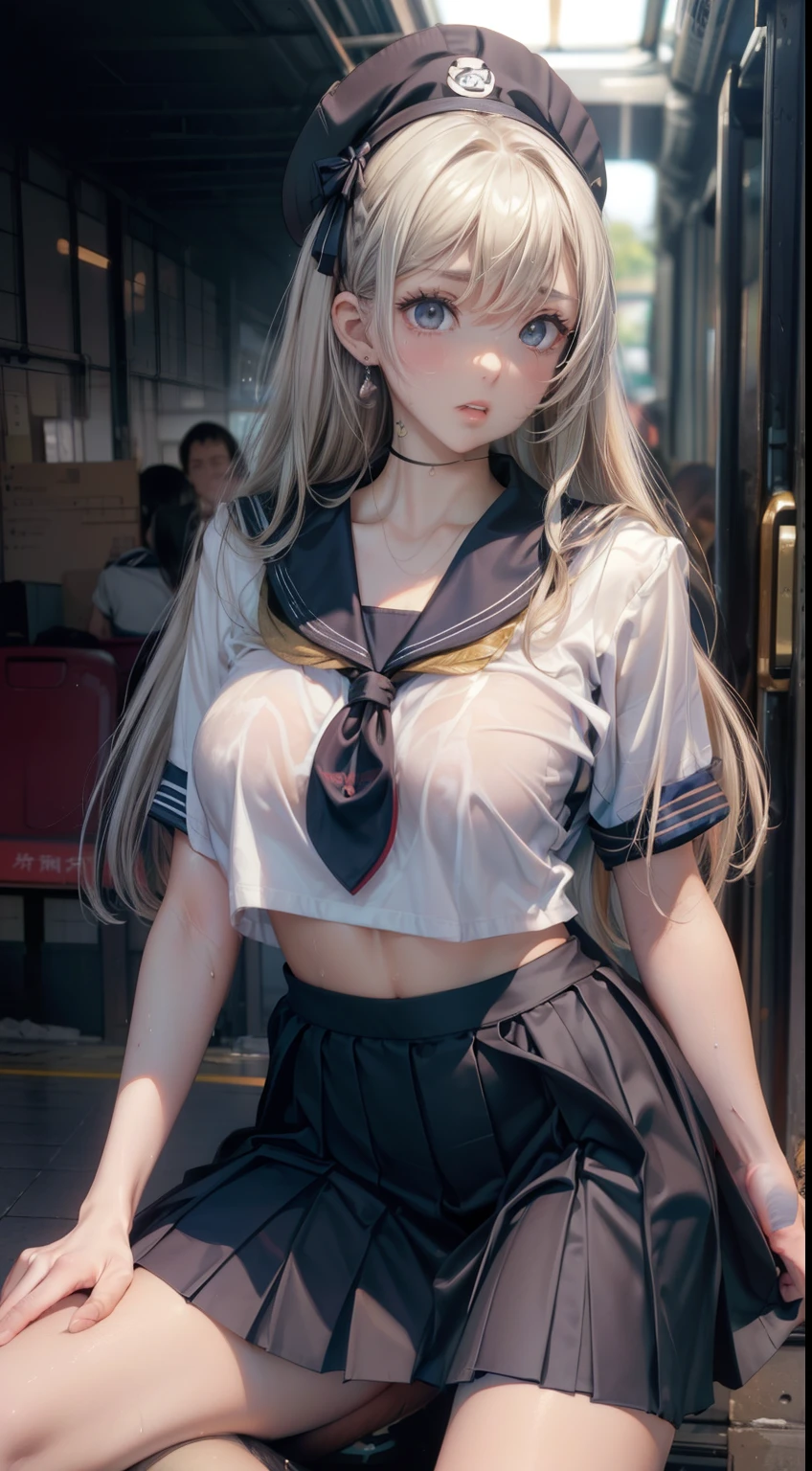 (highest quality), (((masterpiece))), (girl2人), black hair, Blue inner color, (美しい青いeye), (完璧なeye), ((neat sailor suit)), classroom, ((huge breasts)), ((A clean navy blue skirt)), mini skirt, (Neat sailor ribbon), ((perfect fingers)), (perfect anatomy), (perfect face)、expose the crotch、I can see your breasts、She feels embarrassed that her pink nipples are visible、blushする、sexy look、expression of ecstasy、feel an orgasm、climax moment、Two-dimensional beautiful girl、crowded train, girl, A fat clumsy man hugs her from behind、Please speak in my ear、lift her up, black sexy lingerie,, I can see pubic hair, 40k, photograph, table top, highest quality, dark gray background, (with one girl's immediately open legully open legs with big breasts, lean on her from behind、Old man in various poses. , blush, troubled eyebrows, heavy breathing, grit your teeth, fiery face, student of the heart, full of sweat, Full body soaked, long hair, please bend your knees, not intentional, 涙eye, big, soaking wet, small, thin, white shirt, tie, Pants visible from short pleated skirt, leaning forward, put your hands on your hips, close ~ eye, not intentional, open shirt, Please choose one'feet、platinum blonde hair、black skin、gal