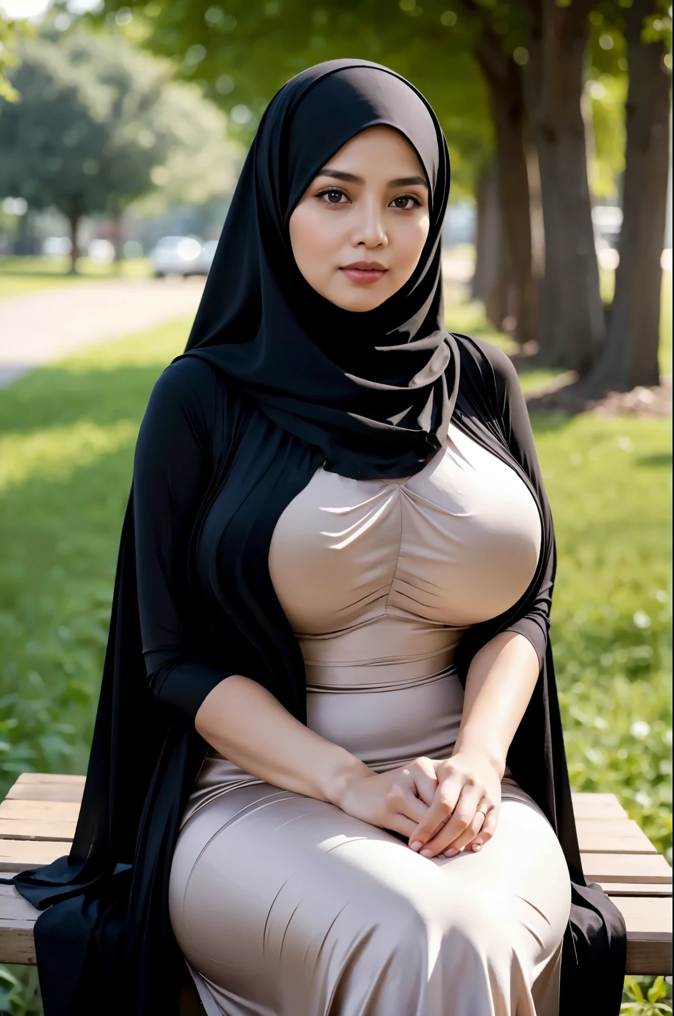 50 years Old, Hijab Indonesian mature woman, Big Tits : 66.9, Gamis, Breast out from her clothes : 1.9, at doctor office, Dark light, at Nighttime