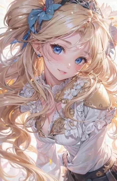 masterpiece、highest quality、High resolution、high quality images、8K, 1 female、skin luster、Texture of skin and clothing、Expression of fine eyes、Shiny bright golden hair,Girl with long braided hair, Manga inspired by Lee Jong-suk, trending on deviantart, realism, detailed manga style, manga art style, perfect line drawing, beautiful line drawing, digital manga art girl, K-POPアイドル, beautiful blue eyes, plump lips, detailed gorgeous face, (cute smile), charm, innocent, Side view, (perfectly detailed face), (fine hands) photorealistic images, Depth of written boundary, Princess hairstyle, Corolla on the head , Aries , Aries , show your shoulders , I can see the cleavage , night sky , night view ,beautiful starry sky ,beautiful starry sky , romanticism,