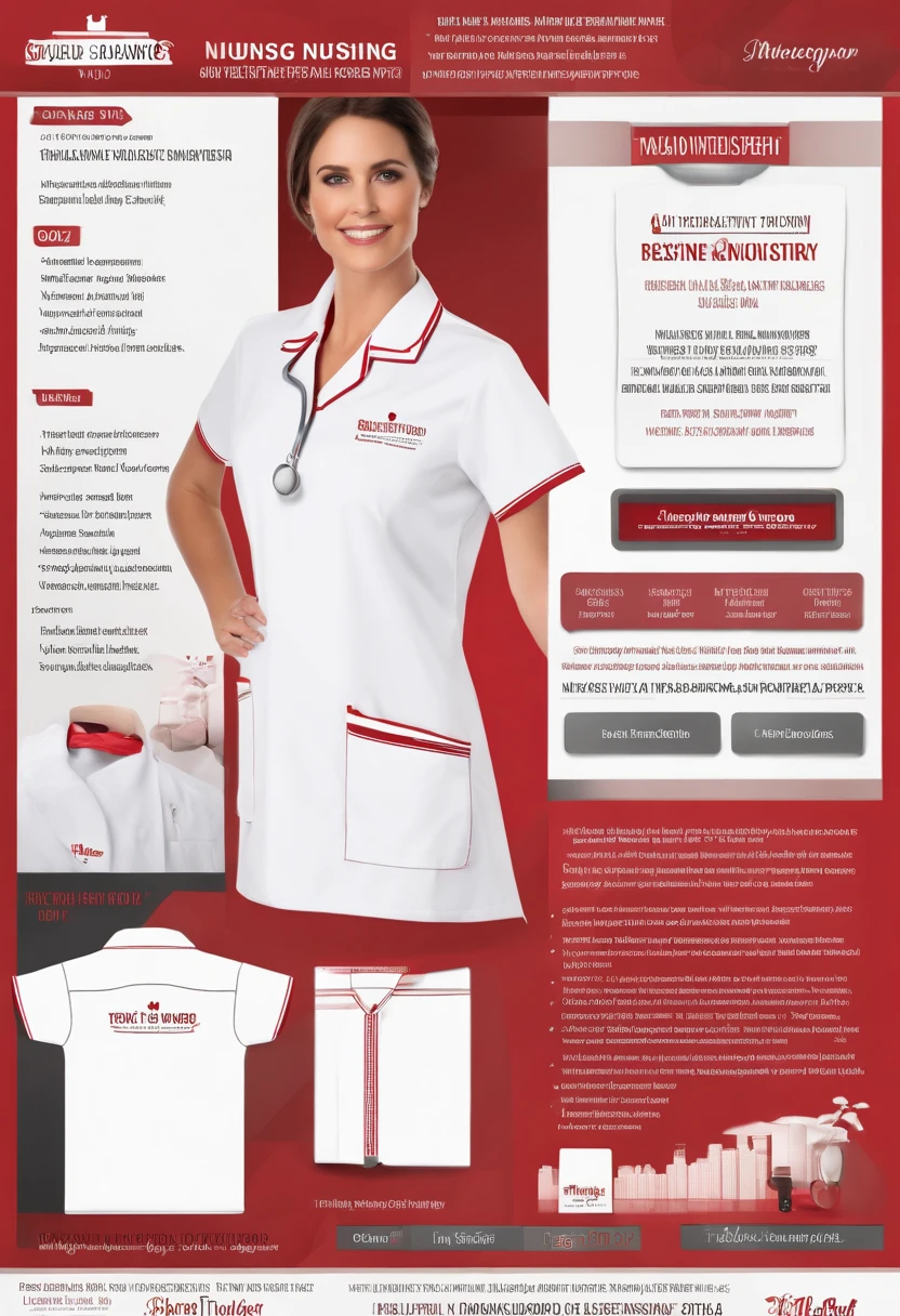 White and red nursing polo shirt template with doctor theme
