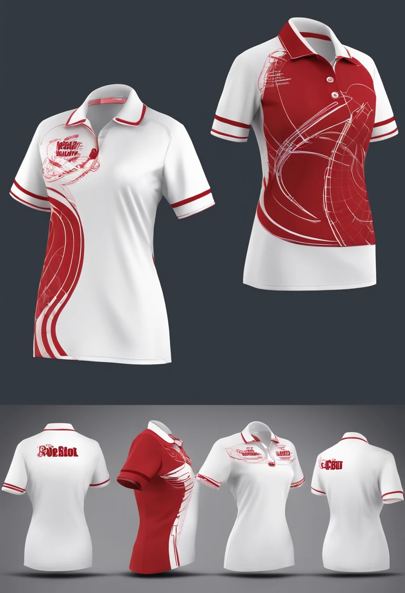 White and red nursing polo shirt templates with a doctor theme