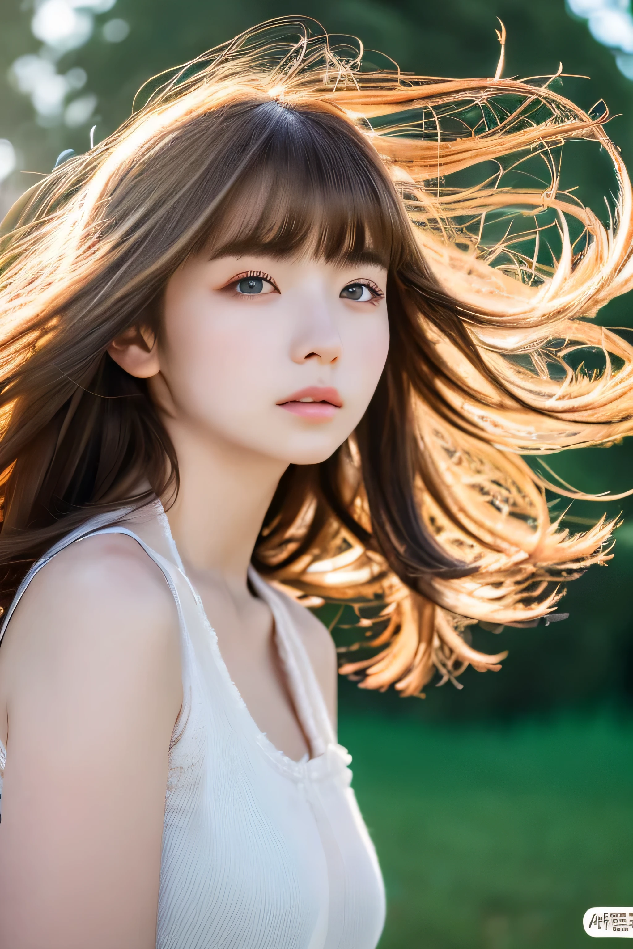 ((hair blowing in the wind、No makeup:1.2))、(realistic、Photoreal、super detailed、best detailed skins、highest quality、masterpiece、超A high resolution)、cute russian woman、14 years、high school girl、young girl、1 girl、have bangs、ash blonde:1.7、double eyelid、drooling eyes、Japanese style face、purity、realistic skin type、fluffy hair、red cheeks、The wind is blowing、night、illumination、lighting from behind、hair blowing in the wind