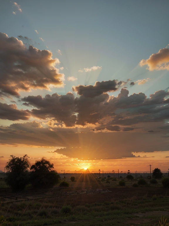 realistic sunset in a rural area of Mexico
