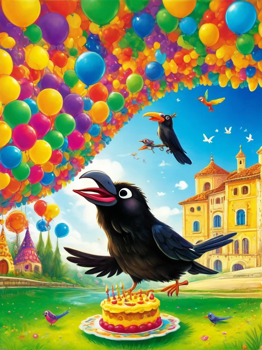 italienisches Windspiel, (strongly elongated snout), Albeniz Rodriguez-Stil, Geburtstag, Congratulations, Torte, Fisheye lens, Vivid colors, Super high saturation, RGB color, Bright