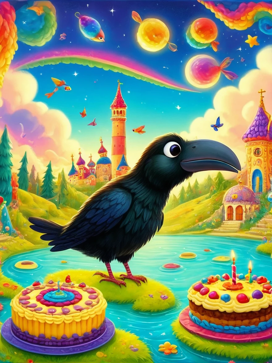 italienisches Windspiel, (strongly elongated snout), Albeniz Rodriguez-Stil, Geburtstag, Congratulations, Torte, Fisheye lens, Vivid colors, Super high saturation, RGB color, Bright