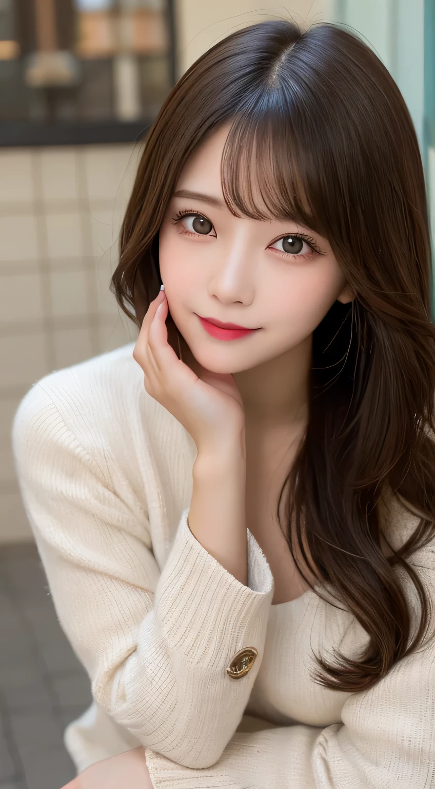 table top, highest quality, shape, Super detailed, finely, High resolution, 8k wallpaper, perfect dynamic composition shape, beautiful and detailed eyes, medium hair, small breasts, natural color lip, random sexy pose,smile,20 year old girl、midnight、Beautiful and dense face、perfect and beautiful face,Big eyes、Raw photo、Expressing feminine poses with your whole body、beautiful and detailed eyes、small face、beautiful duplex、slim face and style,luxury brand mink coat(internal:winter dress)、Beautiful golden ratio face,straight hair,bright look、Foot Shooting、blur background,beautiful feet,anatomically correct body
