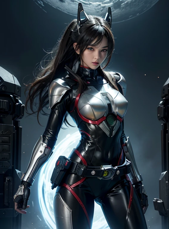 1 girl、big breasts、slim、perfect proportions、rough skin, Super detailed, advanced details, high quality, 最high quality, High resolution, 1080p, hard disk, gorgeous beauty,(kamenrider555),(female rider),body suit,combat uniform,transformation belt,battle mode,Metal,Transform into Kamen Rider,cyborg、put both hands behind your back、slave、restraint、first round