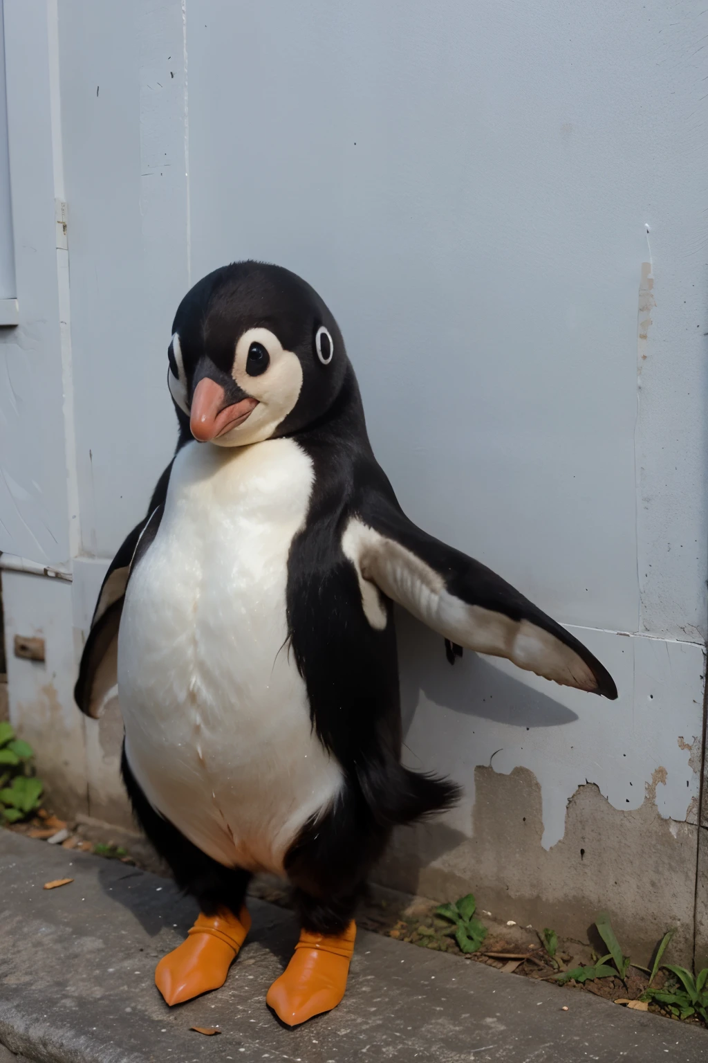 pinguino estudiante pirando hacia la derecha
