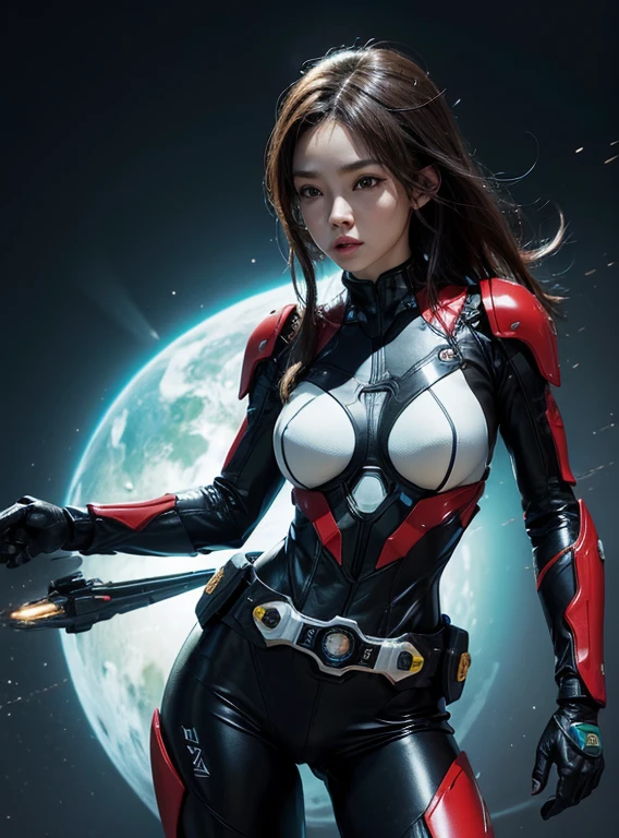 1 girl、big breasts、slim、perfect proportions、rough skin, Super detailed, advanced details, high quality, 最high quality, High resolution, 1080p, hard disk, gorgeous beauty,(kamenrider555),(female rider),body suit,combat uniform,transformation belt,battle mode,Metal,Transform into Kamen Rider,cyborg、put both hands behind your back、slave、restraint、first round、view audience、