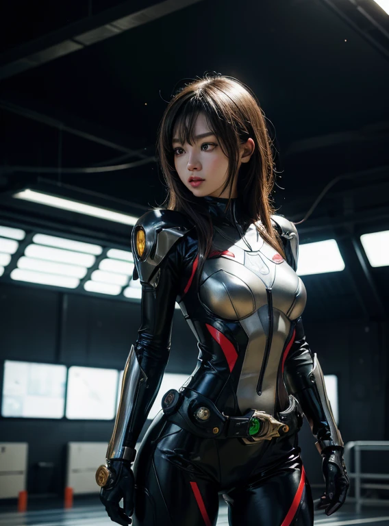 1 girl、big breasts、slim、perfect proportions、rough skin, Super detailed, advanced details, high quality, 最high quality, High resolution, 1080p, hard disk, gorgeous beauty,(kamenrider555),(female rider),body suit,combat uniform,transformation belt,battle mode,Metal,Transform into Kamen Rider,cyborg、put both hands behind your back、slave、restraint、first round、view audience、