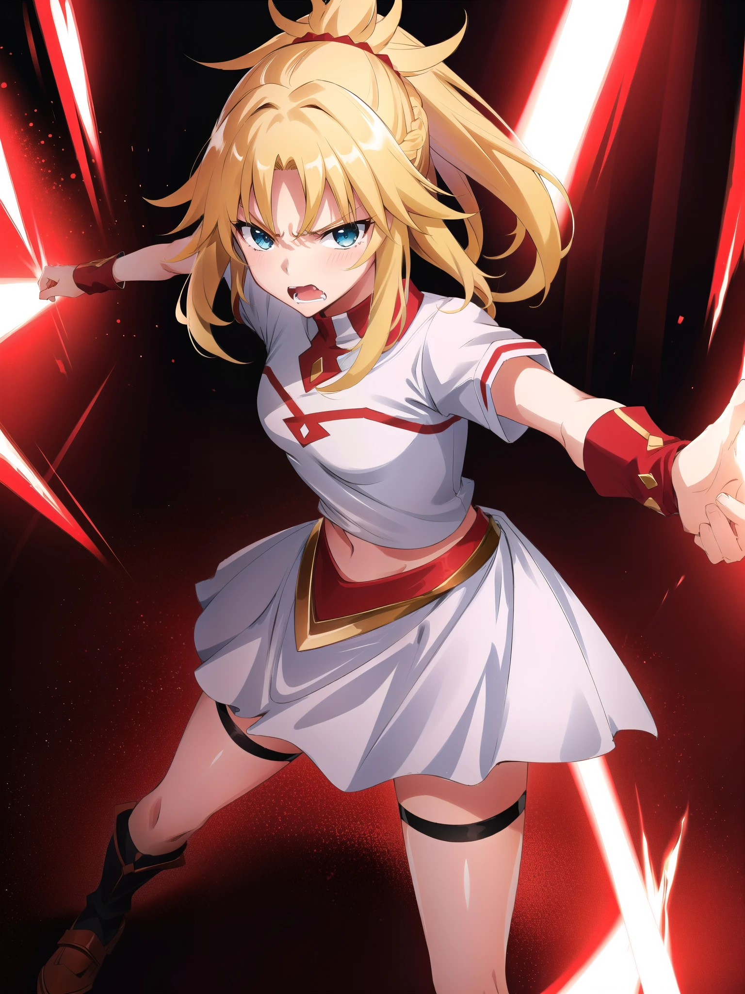 Mordred in casual clothes at a bar late at night、4K quality、super quality、Anime Style、upset、angry face、Drunk、とてもDrunk