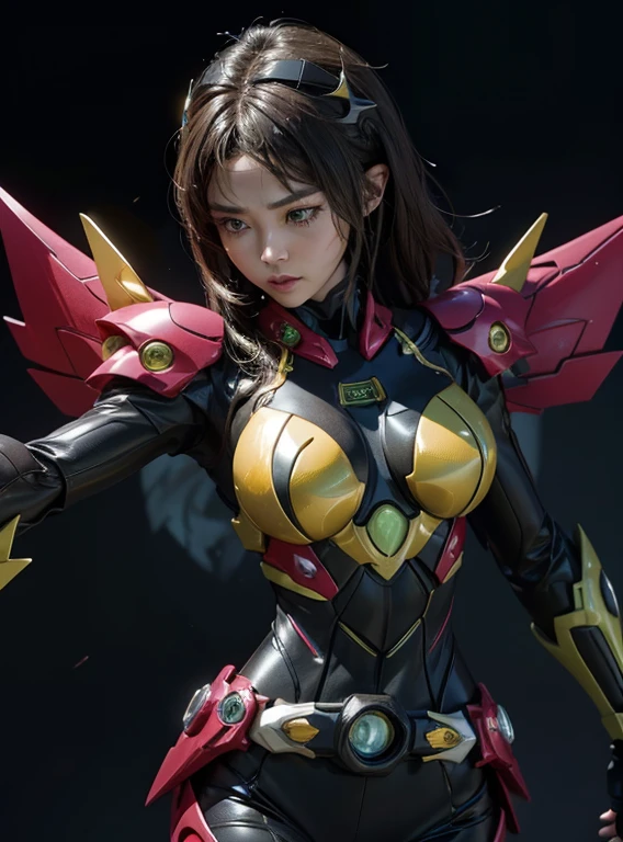 1 girl、big breasts、slim、perfect proportions、rough skin, Super detailed, advanced details, high quality, 最high quality, High resolution, 1080p, hard disk, gorgeous beauty,(kamenrider555),(female rider),body suit,combat uniform,transformation belt,battle mode,Metal,Transform into Kamen Rider,cyborg、put both hands behind your back、spread both hands、Christ Pose、looking down