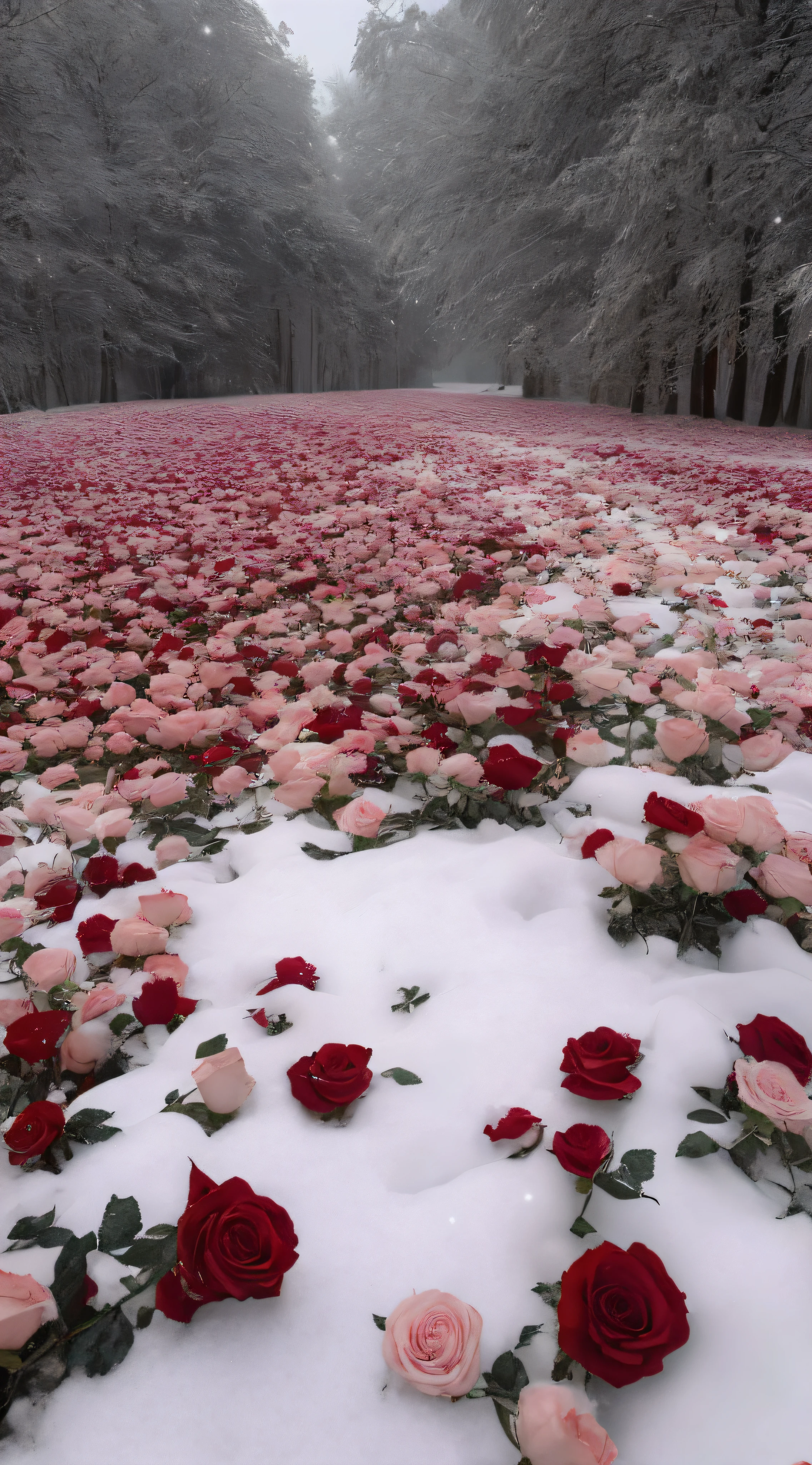 There are many roses lying on the snow, Really beautiful nature, beautiful nature, rosette, incredibly beautiful, blonde, 她周圍有冰凍的flowers, Beautiful big breasts!, Absolutely outstanding image, Petals are falling everywhere, flowers!!!!, Mark Adams, Can't believe this is true, exploding rose, beautiful photography, Alexander Abdulov, beautiful art, pink forest