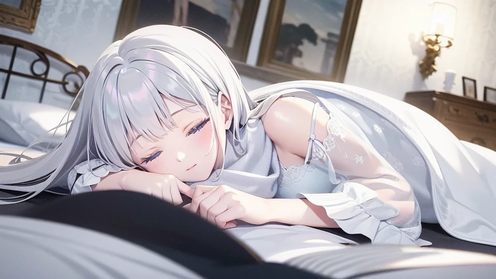 Couple, Sick girl in bed, Worried boy, in Magical Forest, 3D, anime, Artistic masterpieces