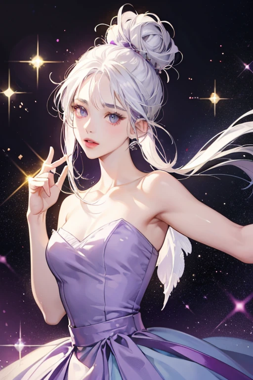 Suzy is an elderly humanoid who wears her white hair in a bun. She wears a plain purple dress and has pale-green skin. SPARKLE; GLITTER
