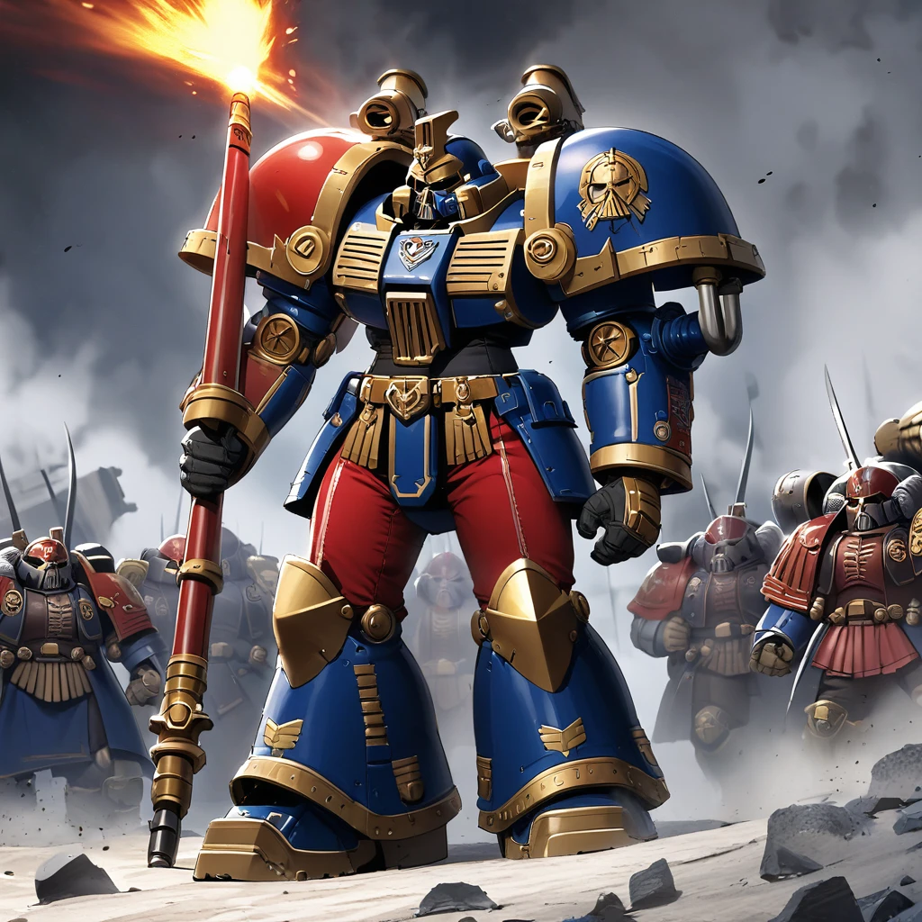 In Warhammer 40k, a Space marine legion is themed after Sailor Moon, show space marines in the thick of battle with her color scheme