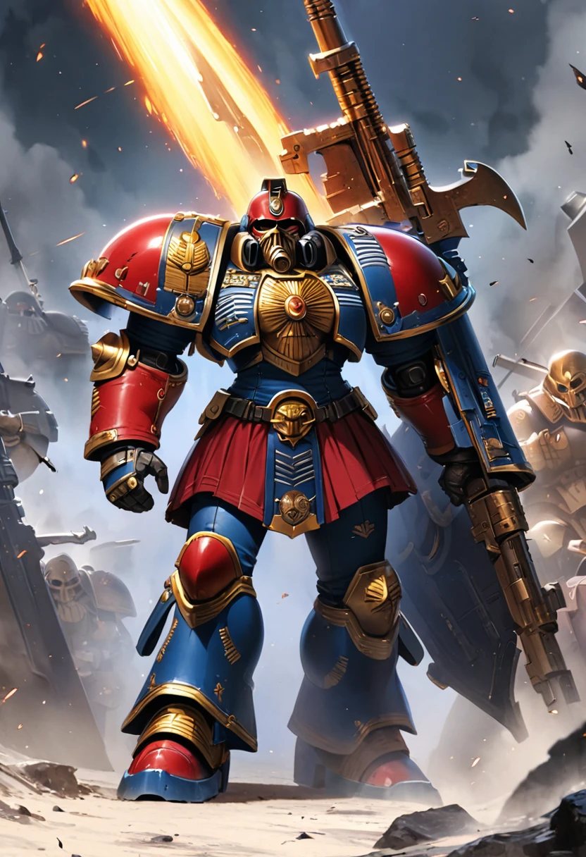 In Warhammer 40k, a Space marine legion is themed after Sailor Moon, show space marines in the thick of battle with her color scheme