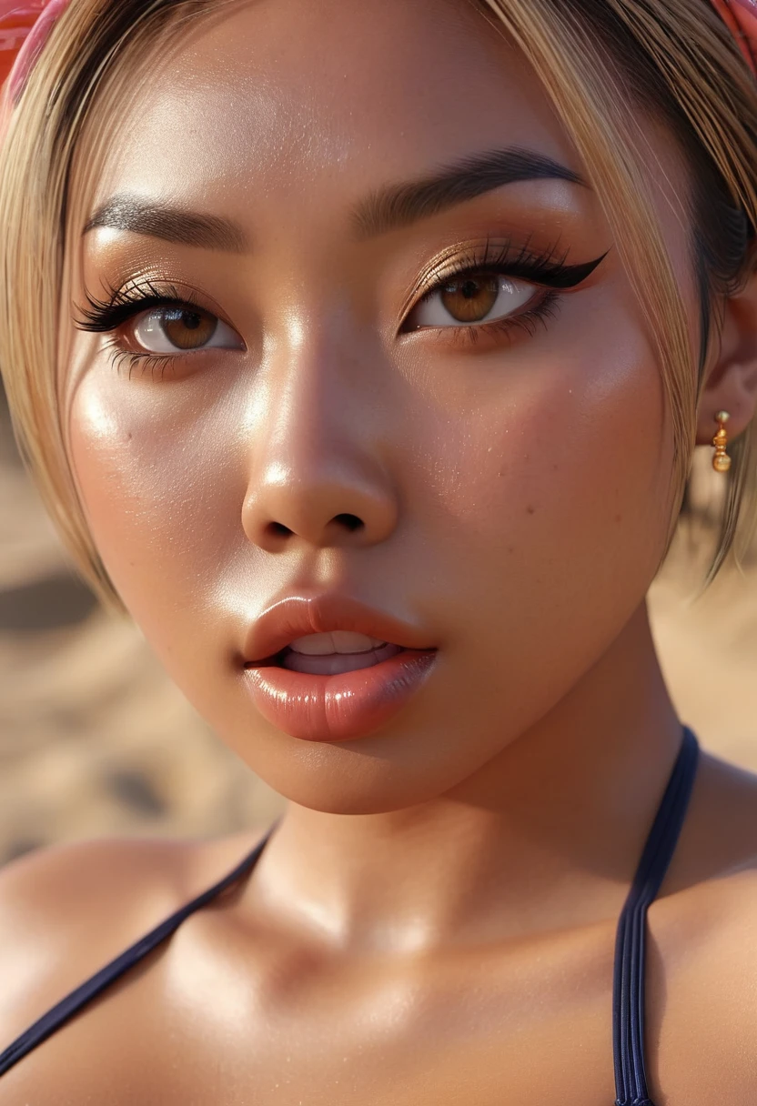 Sexy,, bikini, close-up, CG, aesthetically feminine face