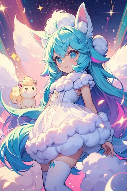 Taffy Girl's is similar in shape to an alpaca. However, she has white strips of taffy covering her body instead of fur. She has eyes that are similar to Jake's and Lady Rainicorn's, although Taffy Girl's are not quite as big. SPARKLE; GLITTE