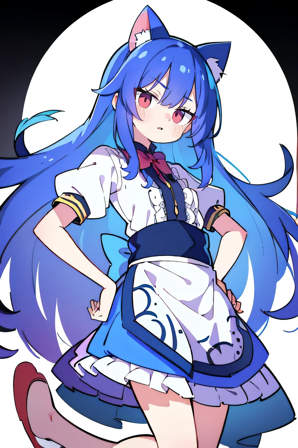 (Masterpiece), best quality, expressive eyes, perfect face, 1girl,
Put your hands on your waist, fair, gorgeous, Japanese comics, girl, Lola, young angel, blue hair, blue hair, flowing clothes, hug the waist, hug the waist, hands on hips, hands on hips, lay down , lying on the ground, legs on the ground, flat chest, cat ears