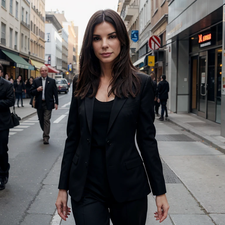 Sandra Bullock dressed in an elegant suit
