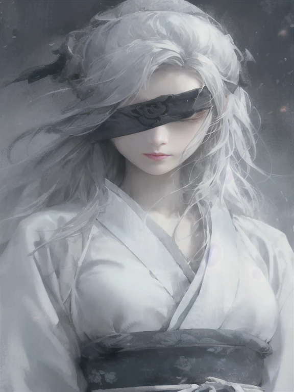 Close-up of a woman with white hair and a white mask, beautiful character drawings, Gweiz, artwork in the style of Gweiz, white haired god, by ヤン・J, magnificent exquisite character art, amazing character art, Written by Fan Chi, Written by Wujun Shifan, Gweiz on pixiv artstation、camel toe、huge tit、Nipple Puffs、cleavage、Plump、Super big breasts、super big butt