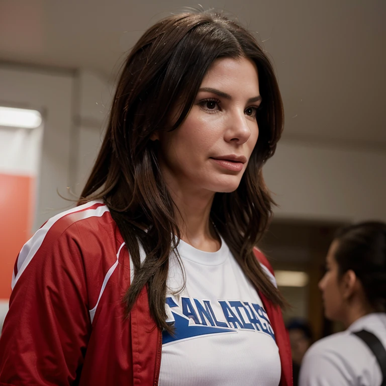 Sandra Bullock dressed as an athlete from Canada