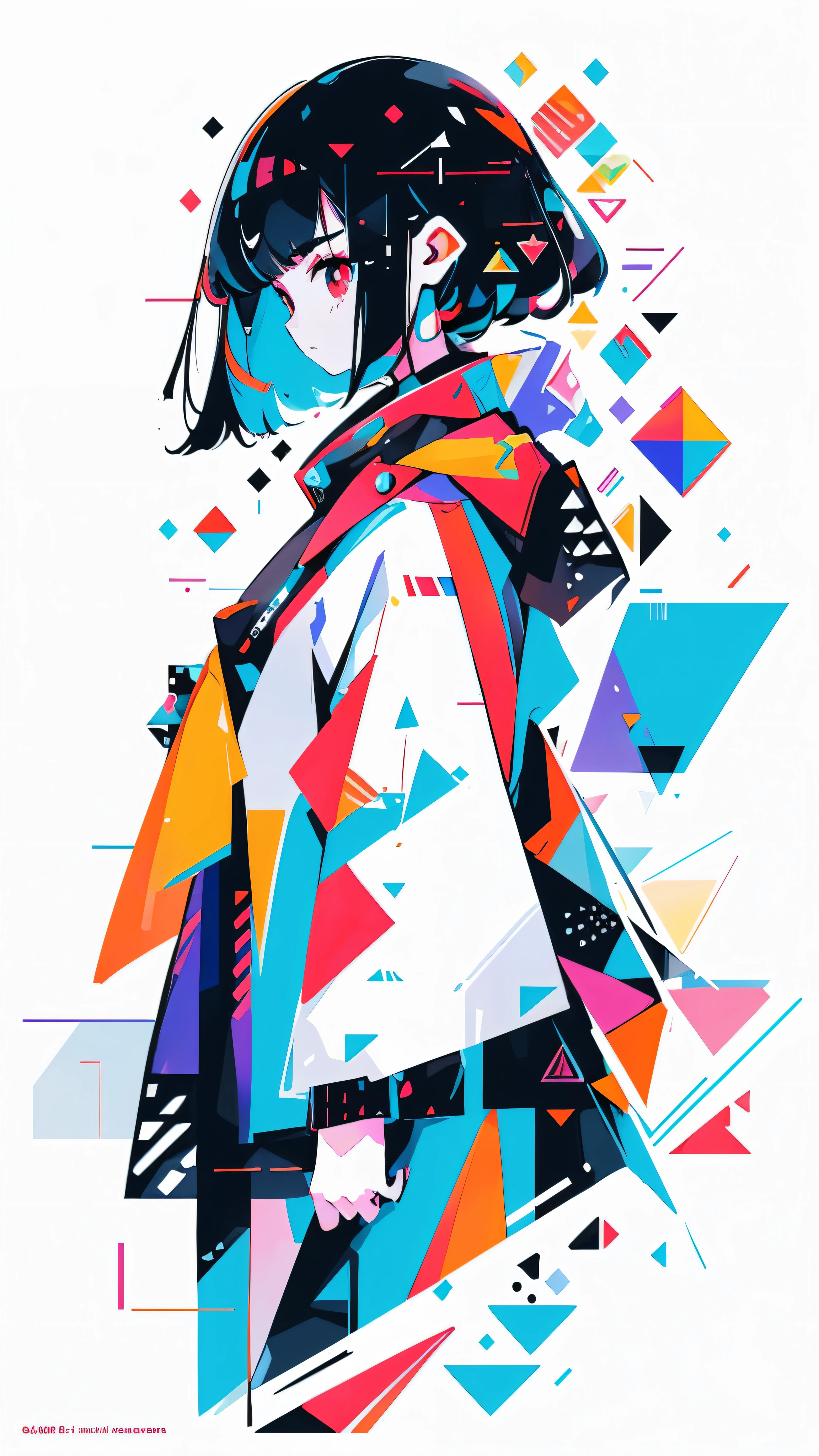 (masterpiece, top quality, best quality, official art, beautiful and aesthetic:1.2), 1girl immersed in a world of glitch art, (digital distortion:1.1), pixels fragmented and scattered, data corruption creating unique patterns, colorful noise adding an element of visual chaos, contemporary aesthetics engulfing her entire being. The girl's expression reflects a sense of fascination and wonder, as she explores this abstract universe that surrounds her. The background is a blend of vibrant colors, each hue melding seamlessly into the next, creating a mesmerizing effect. The lines and shapes within the image appear sharp and defined despite the digital distortion, show