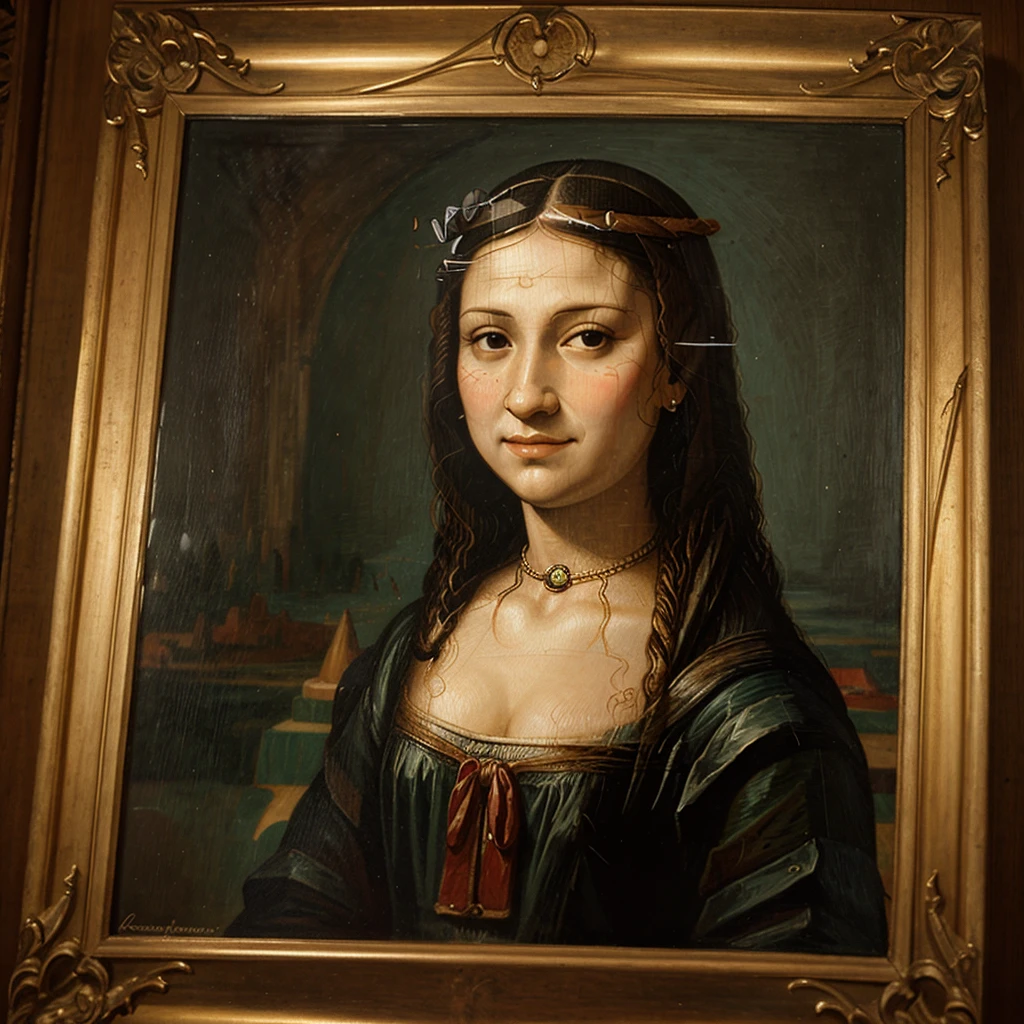 Crie uma caricatura da Monalisa com assinatura de Jefferson Luiz
