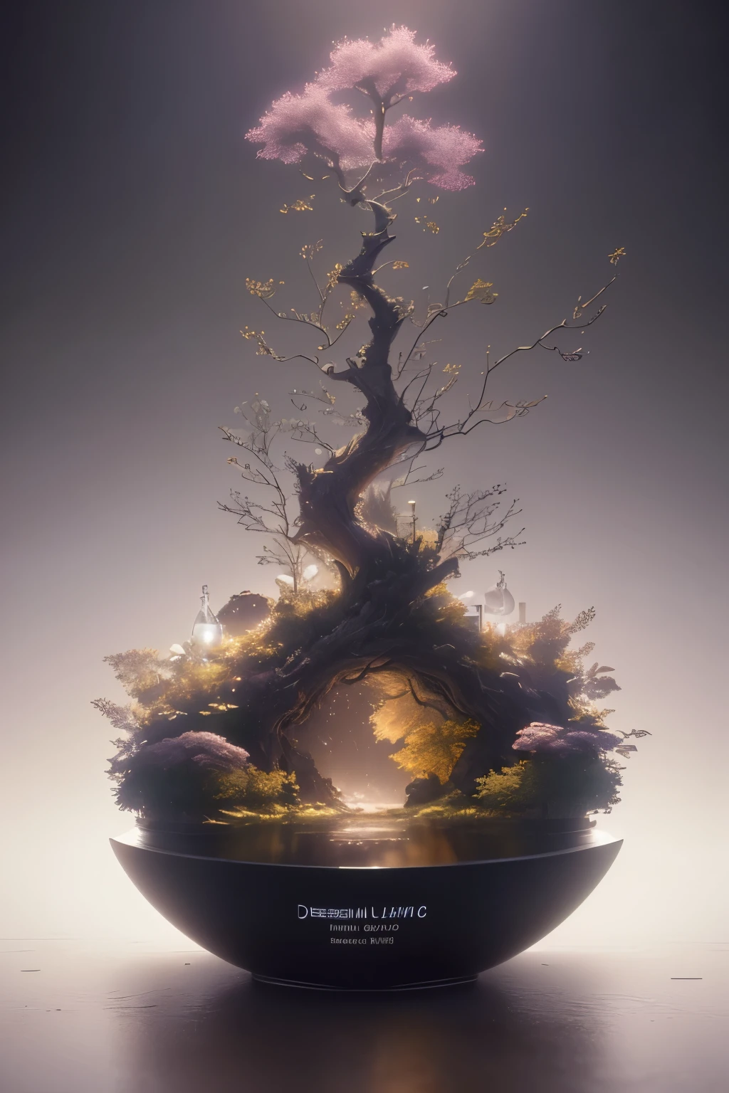 dreamlikeart tree in a bottle, fluffy, realistic, photo, canon, dreamlike, art, colorfull leaves and branches with flowers on top of its head. hyperdetailed photorealism by greg rutkowski - h 1024 w 804 | f 1 6 lens mark 2:2 s 3555 mm film grain :1 lifelike high res sharp focus contrast!! intricate detailed atmospheric light refraction lighting unreal engine 5 cinematic concept photography masterpiece octane render trending at cgsociety rendered as,