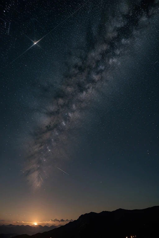 Cielo con estrellas y cometas y el sol