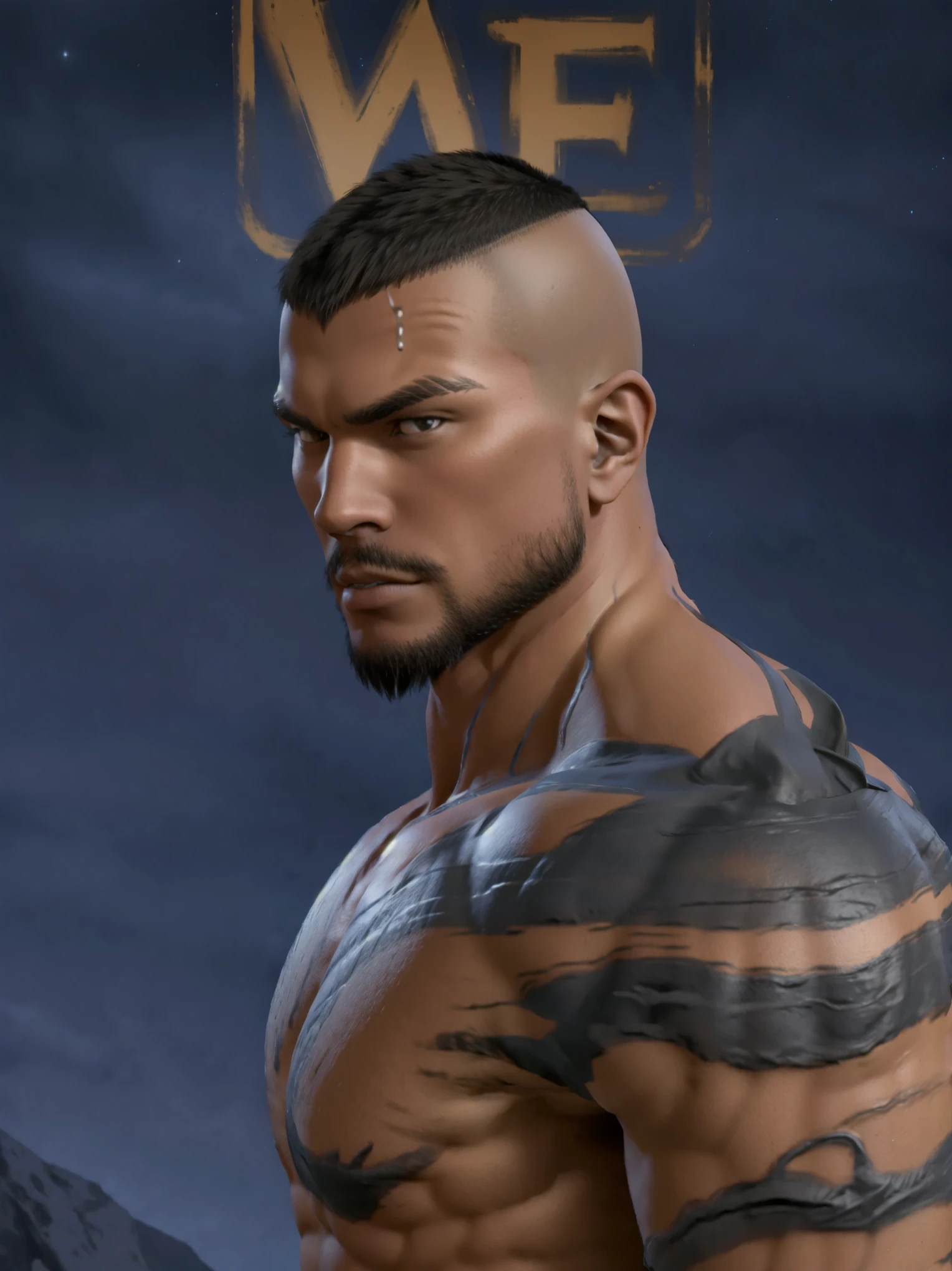 take from Polynesian mythology and voiced by Dwayne Johnson , Maui is an imposing figure , but he's almost upstaged by tiny Mini Maui , a kind of sentient tattoo that comes to life on Maui' s impressively muscled and decorated body , 8k , ultra ,24k details ,