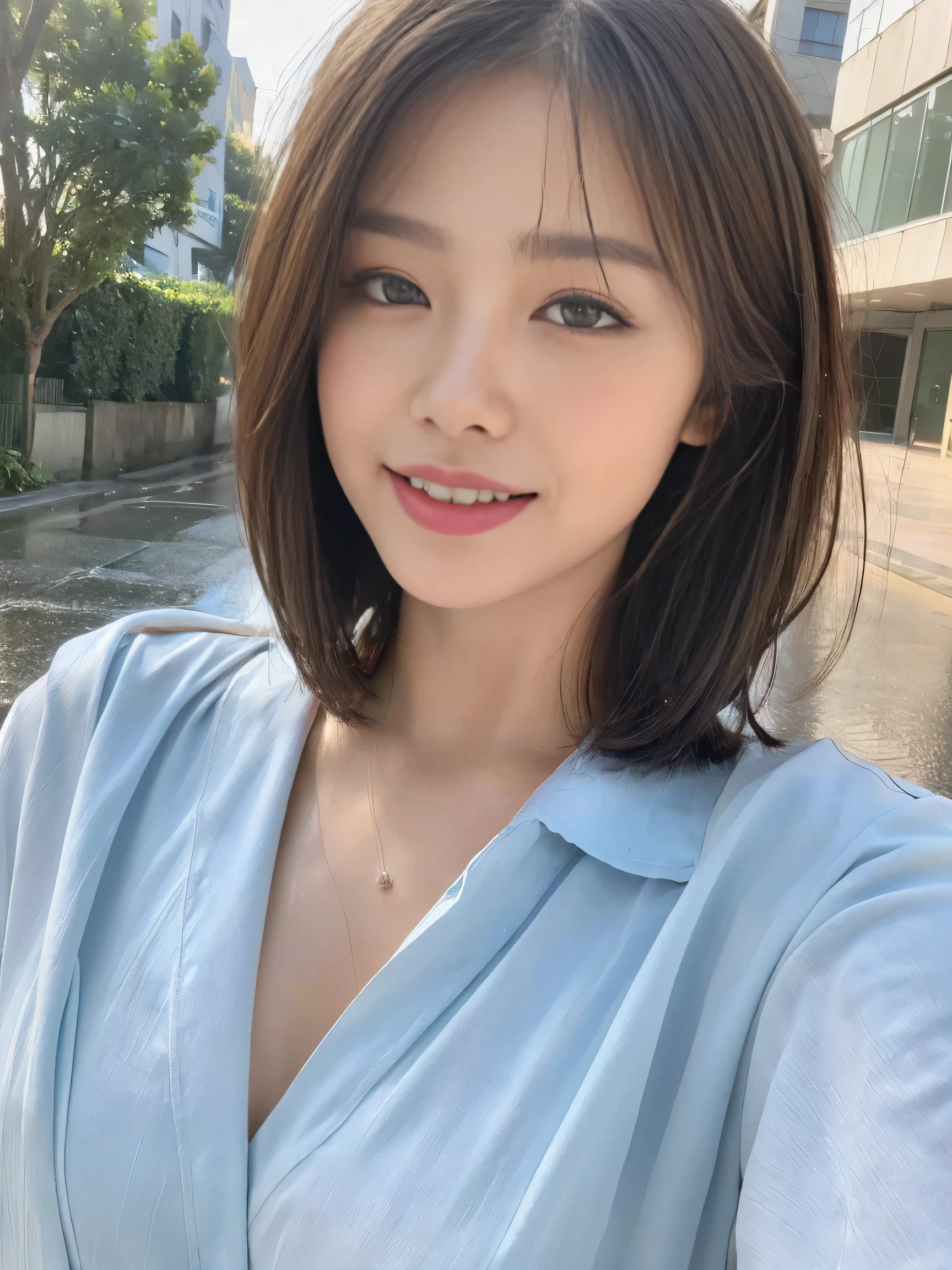 ((highest quality, 8K, masterpiece:1.3)), concentrated: 1.2, perfect body beauty: 1.4, buttocks: 1.2, ((layered haircut, chest: 1.2)), (wet clothes: 1.1), (rain, street:1.3), bandeau dress: 1.1, Highly detailed face and skin texture, fine eyes, double eyelid, Whitening skin, long hair, (shut up: 1.3), smile