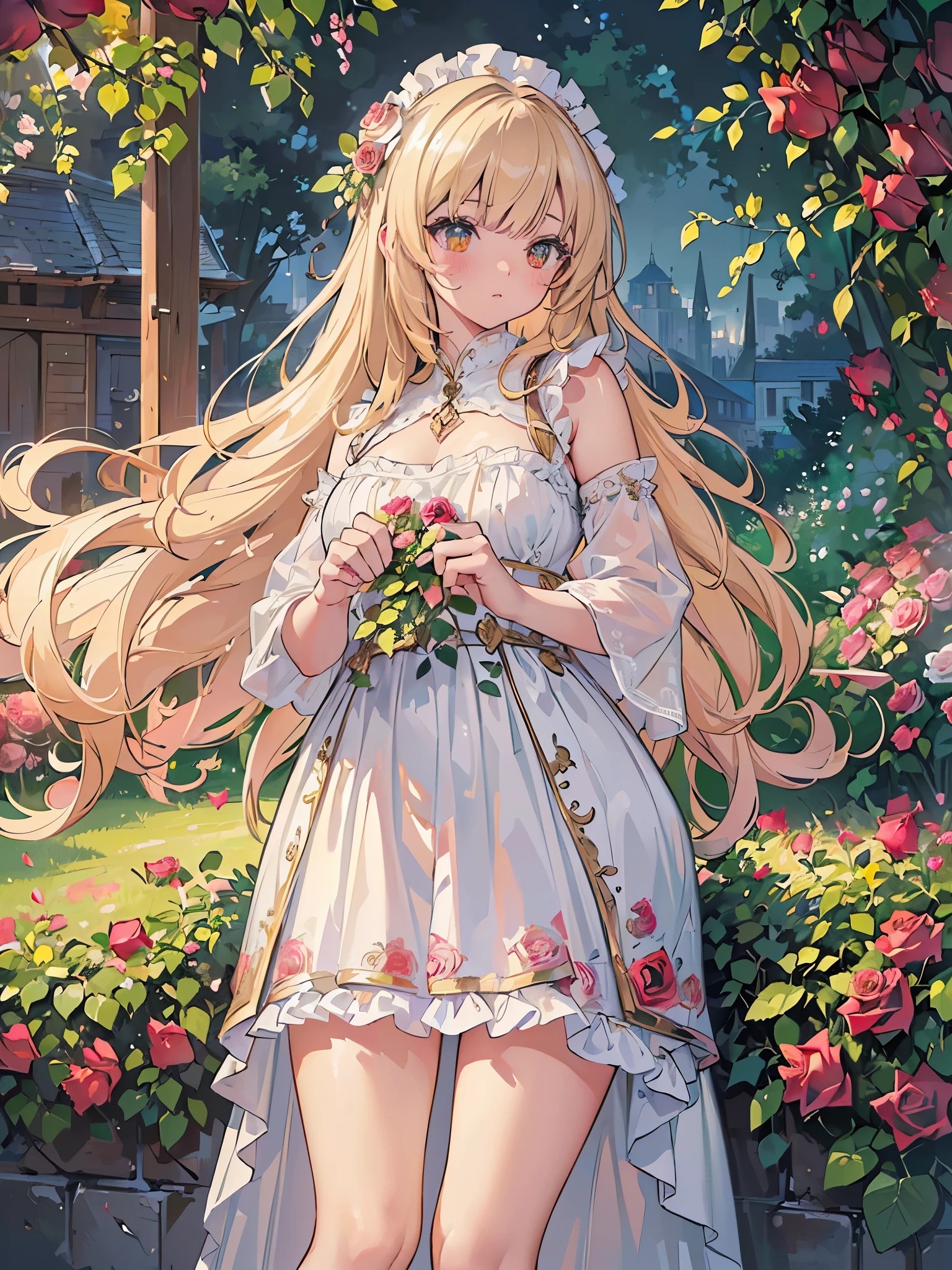 ((highest quality)),(ultra high resolution),(Super detailed),(detailed description),((best CG)),(best work of art),super precision art,Amazing drawing art,(Art with precise details:1.5), (adult women:1.4),(The smell of roses:1.6), aromatic,Mellow,full bloom,Spectacular view