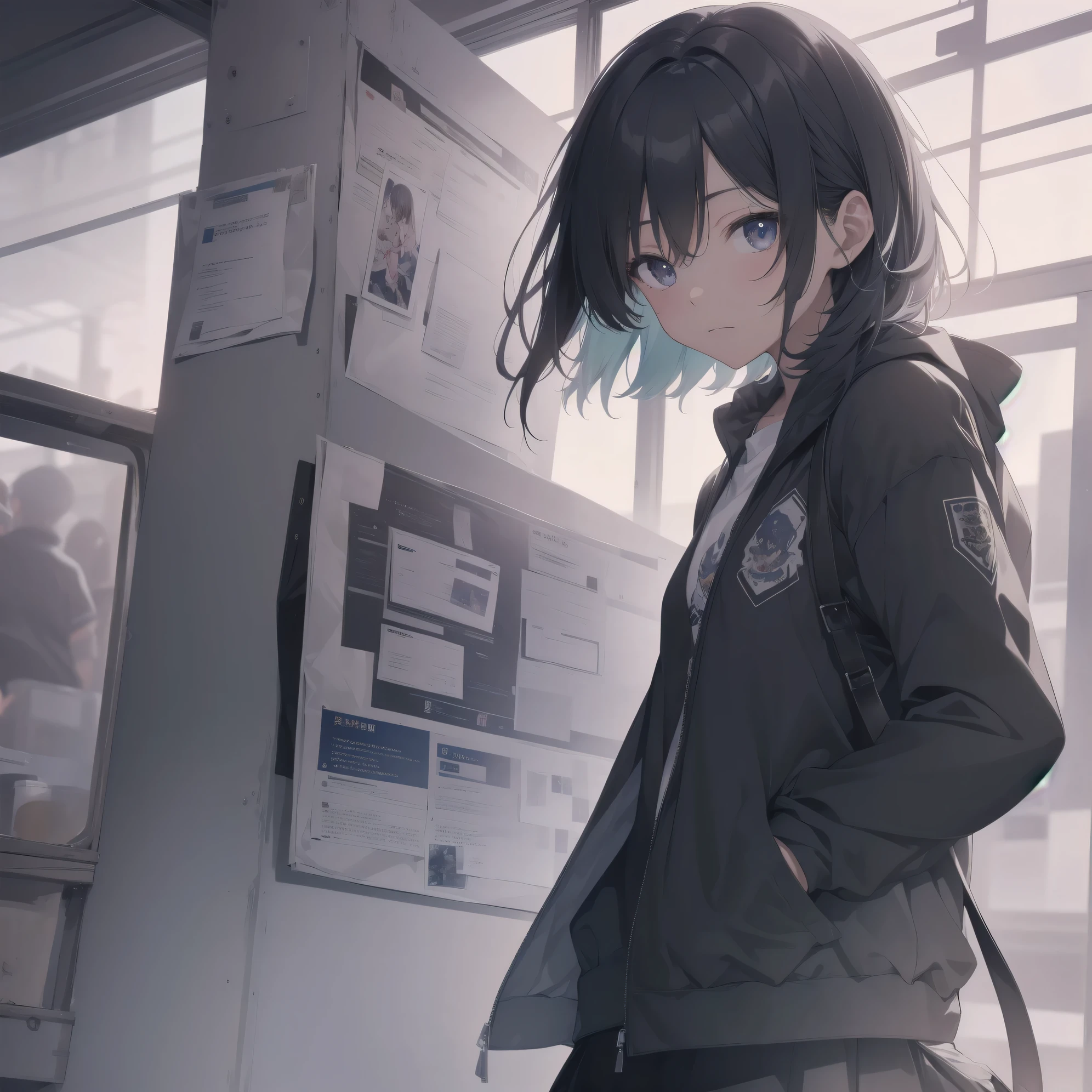 ultra-absurdres-Top quality by artist God, ultra-detailed, high resolution, anime moe artstyle, best anime 8k konachan wallpaper, pixiv contest winner, perfect anatomy,break, 1girl, (Please draw a girl walking sleepily to school alone. )break,(Solo,little female, -yeld:1.Full limbs, complete fingers,a junior hiiveness of immature bodies, (very short hair), short cut, flat chest, , small butt, small black eyes, beautiful detailed eyes, well-proportioned iris and pupils, expressive eyes, highres detailed hair, soft expression, school_uniform, official_alternate_costume, pleated skirt,(Detailed Lighting), (Detailed background), in the School commute route. break,super detailed skin, Best cinematic lighting powered by famous artist, 8k,beauty illustration,photoshop_(medium),very aesthetic,break,((artist:mizuki_hitoshi )), artist:akinashi yuu ,artist:oyari ashito ,artist:kantoku ,