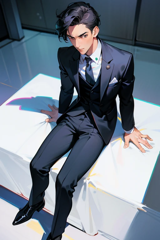 cool guy，Boy student，college aged，Extremely handsome，short detailed hair，Business suit，Stylish，A high resolution，Need，photorealistic，Realist，Real