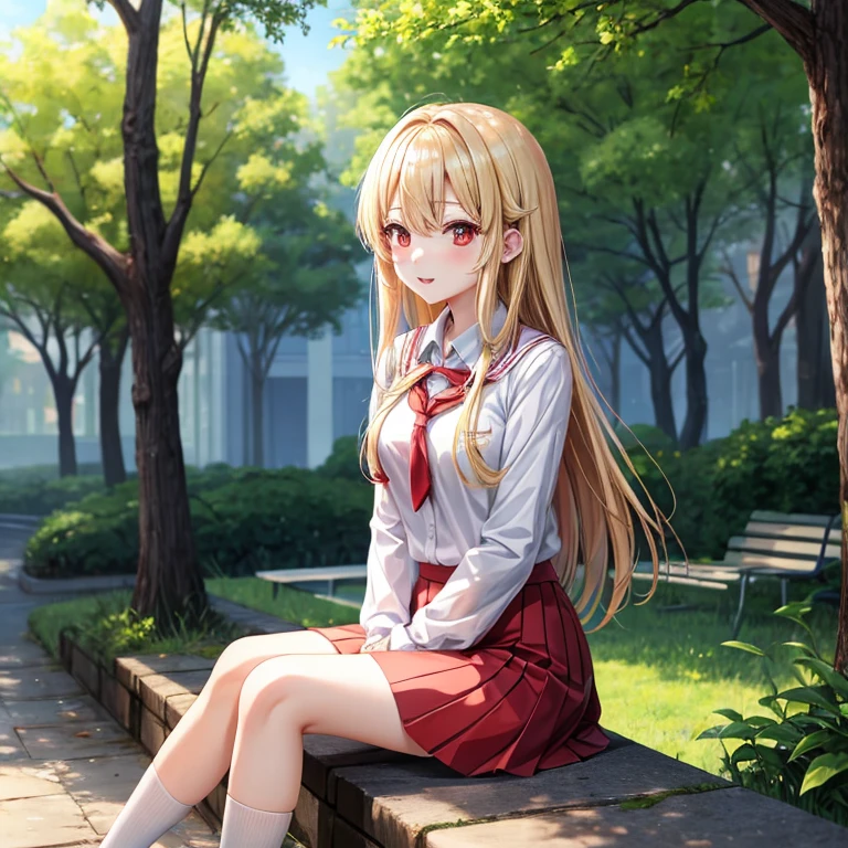 realistically, brown eyes, longhair, glowing eyes, white short skirt, extra short skirt, Blush, daytime, Wet from the rain, see through, sleeveless shirt, nipples, panties, crotch, embarrass, Sit with your knees raised, windy, yami, the skirt is turned up, highest quality, High resolution, highly detailed face, perfect lighting, highest detailed CG, perfect hands, perfect anatomy, wind blow skirt up, small breast
