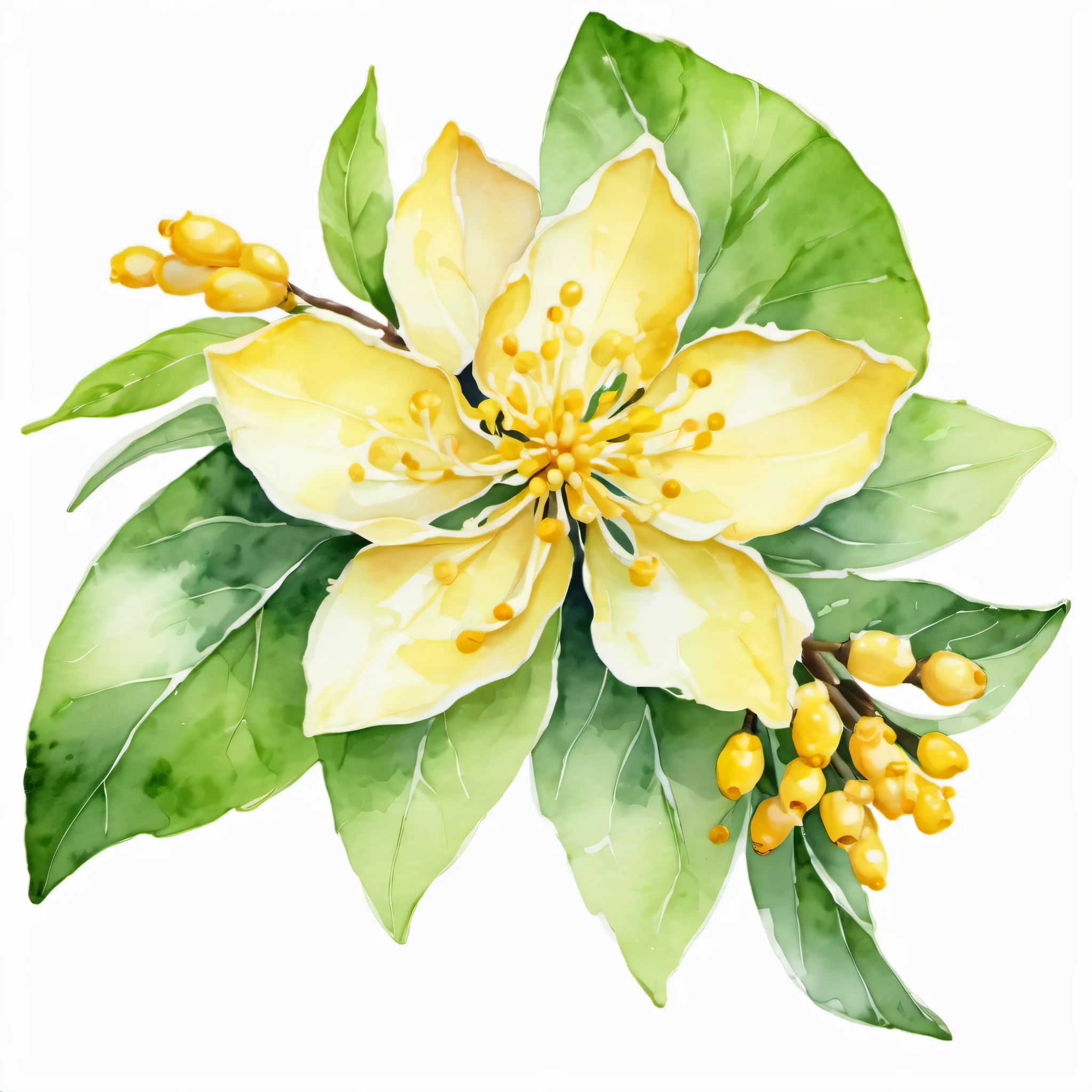 A sweet-scented osmanthus petal,Petals close-up,fine,watercolor,Fresh and clean