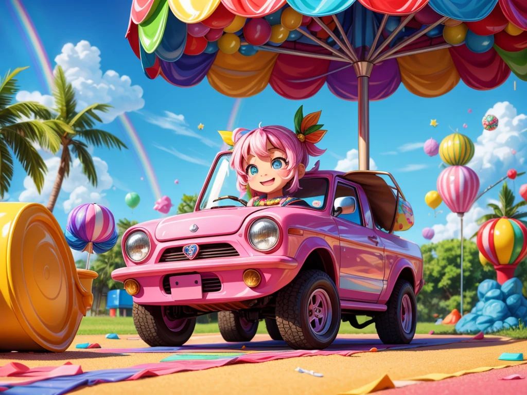 (best quality,4k,8k,highres,masterpiece:1.2),ultra-detailed,(realistic,photorealistic,photo-realistic:1.37),colorful,candyland,delicious,candy,scrumptious,sweet,sugary,tasty,lollipops,cotton candy,gumdrops,candy canes,chocolate bar,marshmallows,jelly beans,sprinkles,gumballs,sour candies,fruit-flavored candies,licorice,rainbow,clouds,candy-themed landscape,playful,joyful,whimsical,children,kids,enjoying,picnic,fun activities,carousel,roller coaster,ferris wheel,slides,swings,ice cream,kids playing,laughter,happiness,sky,fluffy clouds,pink,blue,purple,yellow,green,red,bright,cheerful,festive,dreamy,soft lighting,sparkles