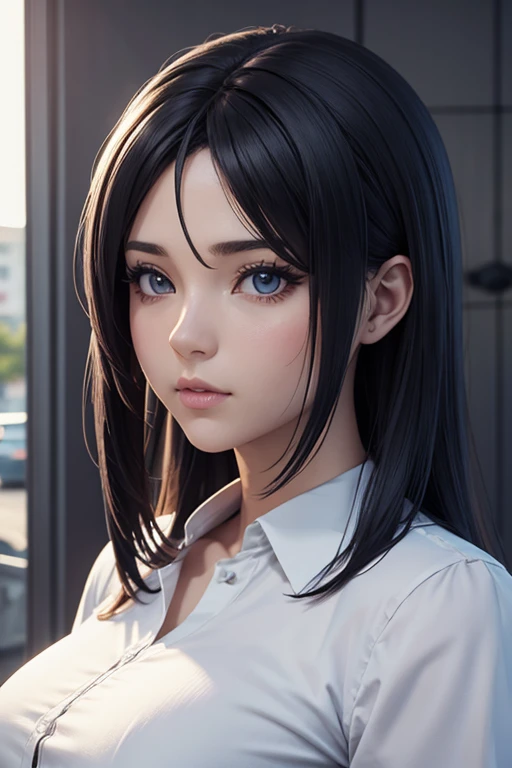 garota de anime com cabelo comprido e camisa azul posando para uma foto, estilo anime 3 d realista, anime 3d realista, anime fotorrealista, anime fotorrealista girl render, Arte suave em CG de anime, Estilo Animed 3d, estilo de arte de anime realista, Estilo de realismo de anime, Estilo Anime. 8k, jovem anime realista, 3d rendering of a cute anime girl