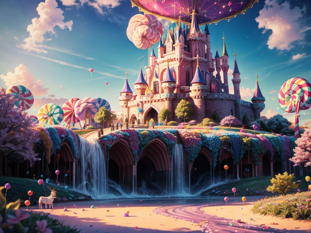 candyland,playful,whimsical,dreamlike,colorful,sweet,tasty,enchanting,fantasy world,cotton candy clouds,lollipop trees,sparkling sugar,delicious treats,fairytale landscape,magic kingdom,never-ending candies,sugar-coated dreams,edible wonderland,candy-filled sky,caramel rivers,joyful adventure,magical candy fountains,confetti showers,magical creatures,sweet aroma,wondrous surprises,candy rainbows,candy coated mountains,unicorn companions,smiling gingerbread houses,bubblegum meadows,gumdrops and licorice,marshmallow clouds,licorice vines,scrumptious delights,enjoying a sweet escape,bright and vibrant colors,euphoric sugar rush,boundless imagination,living in a sugary dream,indulging in a world of candy,fairy lights twinkling in the sky,candy castle in the distance,children laughing and playing,fun-filled carousel,exploring edible wonders,sticky fingers and happy smiles,celebrating sweetness and joy,happiness in every bite,magical glow illuminating the candyland,having the time of your life,savoring the sweetness of every moment,(best quality,4k,8k,highres,masterpiece:1.2),ultra-detailed,(realistic,photorealistic,photo-realistic:1.37),vivid colors,bokeh